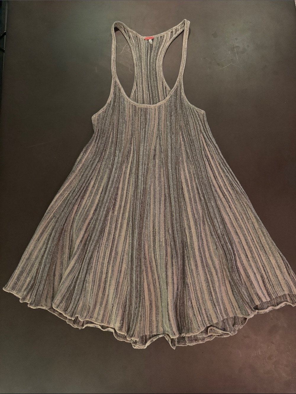 Free People Multicolor/Metallic Knit Striped Racerback Swing Dress